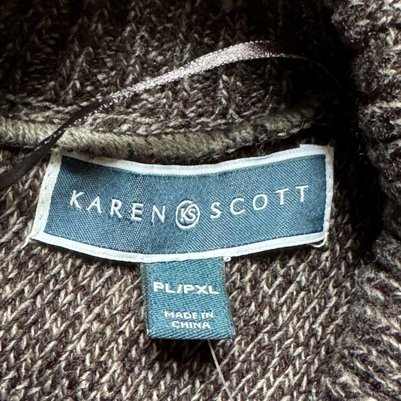 Karen Scott Sweater Womens L/XLP gray Acrylic Knit Cape Poncho Split Neck - Picture 3 of 5